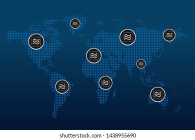 digital currency on world map, futuristic digital money, 