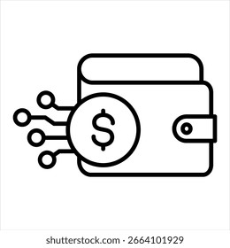 Ilustração do vetor do ícone de contorno de moeda digital