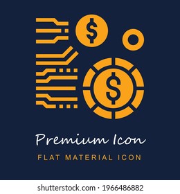 Digital Currency premium material ui ux isolated vector icon in navy blue and orange colors
