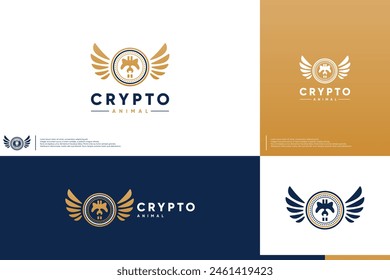 digital currency, raccoon animal concept, crypt coin, logo design illustration.