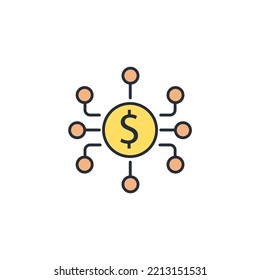 digital currency thin line icons. Vector illustration isolated on white. Editable stroke