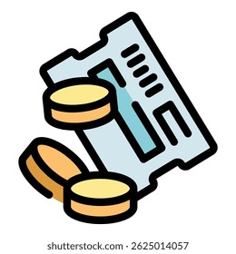 Digital currency is used for purchasing a ticket, showing the intersection of finance and entertainment