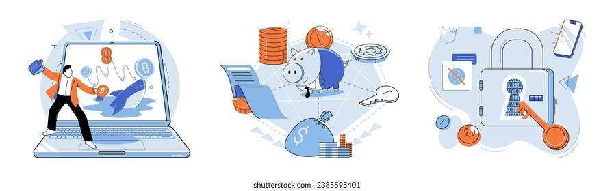 Digital currency vector illustration. The adoption digital currencies builds trust and enhances financial security Digital currency revolutionizes way we store and exchange value in digital age