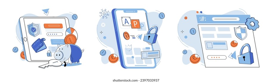 Digital currency vector illustration. The internet and cyberspace serve as foundation for global adoption digital currency Digital currency metaphors highlight transformative power cryptocurrencies