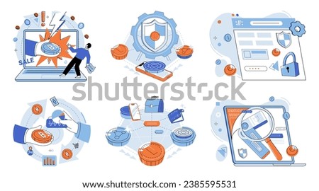 Digital currency vector illustration. Digital currency provides new avenues for capital investment and wealth creation The digital economy thrives on secure and transparent financial transactions
