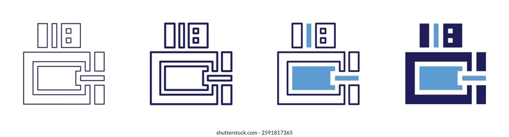 Digital currency wallet icon in 4 different styles. Thin Line, Line, Bold Line, Duotone. Duotone style. Editable stroke.
