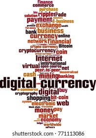 Digital currency word cloud concept. Vector illustration