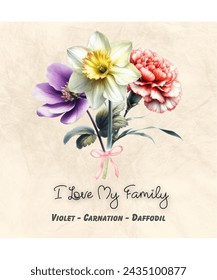 DIGITAL Custom Family Birth Flowers Bouquet - Personalized Gift -  Flower Of The Month 