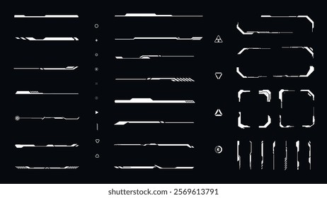 Digital cyber futuristic technology style line and frame design element vector illustration