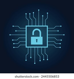 digital cyber security lock vector illustration