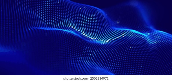 Digital Cyber Security Network Big Data Flow Particles Tech Business or Science Background. Tech Innovation Online Webinar Presentation Event. Conference or Forum Vector Illustration Backdrop.