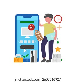 Digital Cyber Shopping Experience Vector Illustration