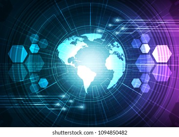 Digital Cyber System Global Network Technology  Background,Hi-tech and Communication Concept design,Vector illustration.