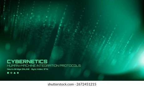 Fondo de cibernética digital con partículas de luz brillante. Concepto de tecnología futura para la integración hombre-máquina. Ciencia e IA.