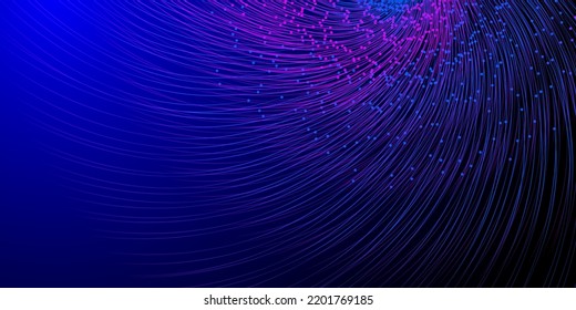 Digital cyberspace background, futuristic web page. Cyber background with wires, lines. Future of technology poster. Vector space illustration