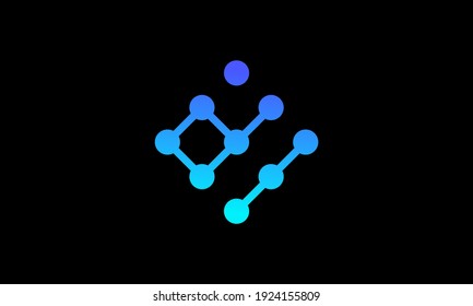 Digital d letter with modern blue gradient color