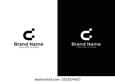 digital d letter monogram vector logo