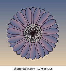 digital daisy symbol in blue purple ivory shades
