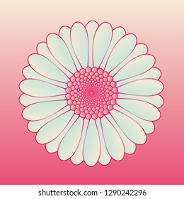 digital daisy symbol in soft blue pink shades