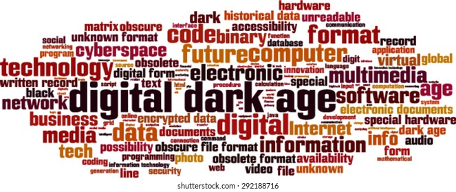 Digital dark age word cloud concept. Vector illustration