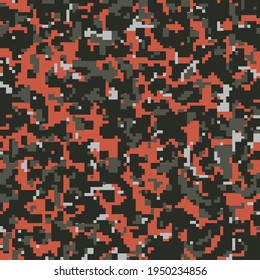 Digital dark red and black camo, seamless pattern for your design. Camouflage sporty coloring, modern fabric print. Abstract repeating wallpapers. Vector texture