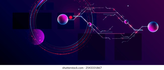 Digital dark technology metaverse neon blue pink background, cyber information, abstract speed connect communication, innovation future meta tech, internet network connection
