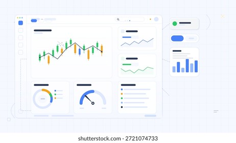 A digital dashboard displays multiple charts and graphs. These visual tools represent data for tracking business performance. The layout helps users assess financial metrics and trends.