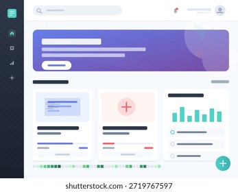 Un tablero digital muestra widgets para administrar datos y proyectos. El diseño incluye secciones para notificaciones de usuario y análisis de datos visuales. Las herramientas están organizadas para facilitar el acceso.
