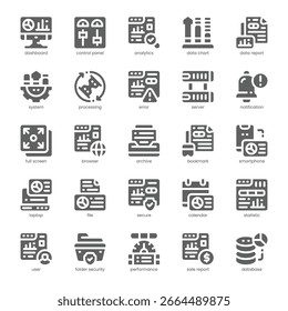 Digital Dashboard Icon pack for your website, mobile, presentation, and logo design. Digital Dashboard Icon solid design. Vector graphics illustration and editable stroke.