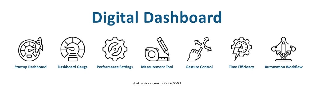 Digital Dashboard web icon banner with line art style