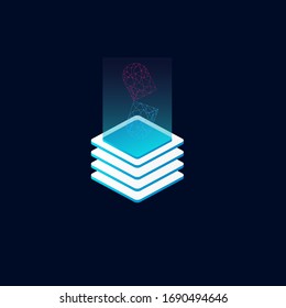 Digital data with 3D icon for website user interface design