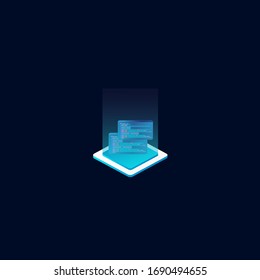 Digital data with 3D icon for website user interface design