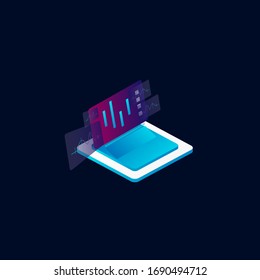 Digital data with 3D icon for website user interface design
