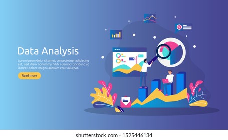 digital data analysis concept for market research and digital marketing strategy. website analytics or data science with people character. template for web landing page, banner, presentation