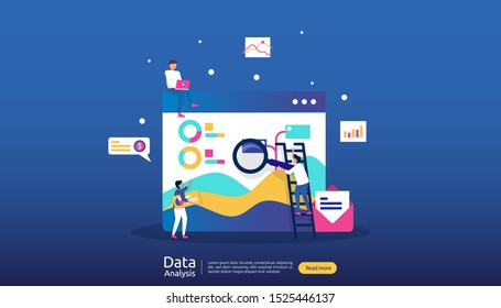 digital data analysis concept for market research and digital marketing strategy. website analytics or data science with people character. template for web landing page, banner, presentation