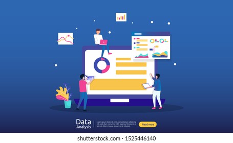 digital data analysis concept for market research and digital marketing strategy. website analytics or data science with people character. template for web landing page, banner, presentation