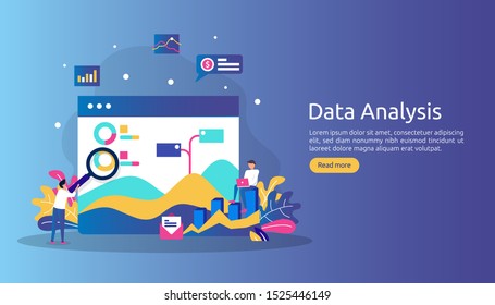 digital data analysis concept for market research and digital marketing strategy. website analytics or data science with people character. template for web landing page, banner, presentation