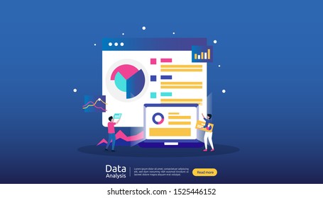 digital data analysis concept for market research and digital marketing strategy. website analytics or data science with people character. template for web landing page, banner, presentation
