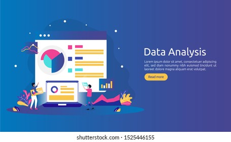 digital data analysis concept for market research and digital marketing strategy. website analytics or data science with people character. template for web landing page, banner, presentation