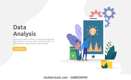 digital data analysis concept for market research and digital marketing strategy. website analytics or data science with people character. template for web landing page, banner, presentation