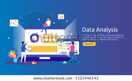 digital data analysis concept for market research and digital marketing strategy. website analytics or data science with people character. template for web landing page, banner, presentation