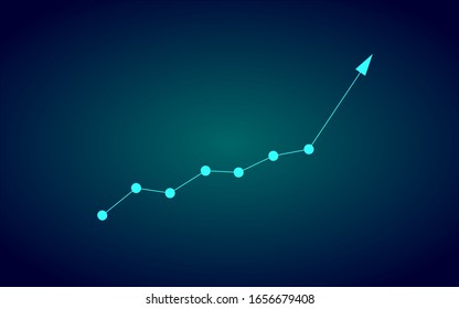 Digital data analytics concept, basic graph visualization, financial, value line up trend,futuristic vector