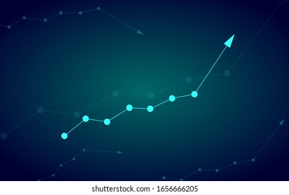Digital data analytics concept, graph visualization, financial, value line up trend,futuristic vector  Business , technology background . infographic
