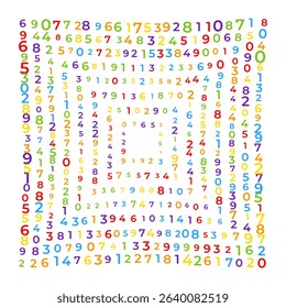 Digital data array, lots of numbers digits in Digital Pattern, abstract math background