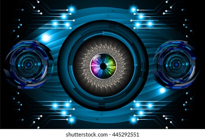 digital data background, blue silver abstract light hi tech pixel internet technology, Cyber security concept. eye scan virus computer