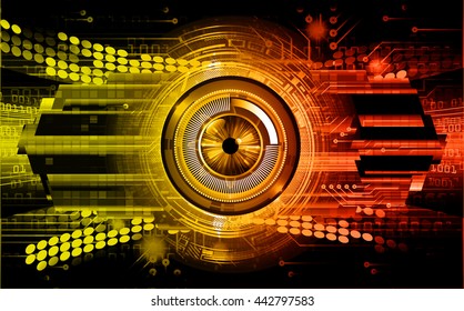 digital data background, yellow orangeabstract light hi tech pixel internet technology, Cyber security concept, Cyber data digital computer. eye scan virus. motion move speed. vector