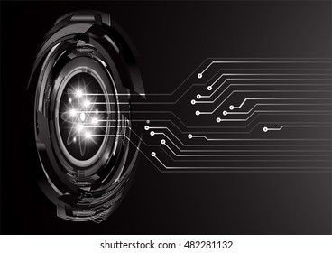 digital data background,black abstract light hi tech pixel internet technology, Cyber security concept, computer. eye scan virus, motion move speed