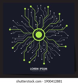 digital data circuit board on heart shape,  green color