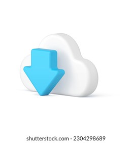 Digital data download cloud computing storage connect cyber service 3d icon realistic vector illustration. Internet database global synchronization information transfer sharing organization platform