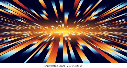 Digital Data Flow Gradient Lines Vector Background. Big Data Technology Lines. High Speed Light Trails. Information Flow in Virtual Reality Cyberspace. Vector Illustration.